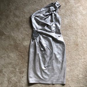 One shoulder metallic dress